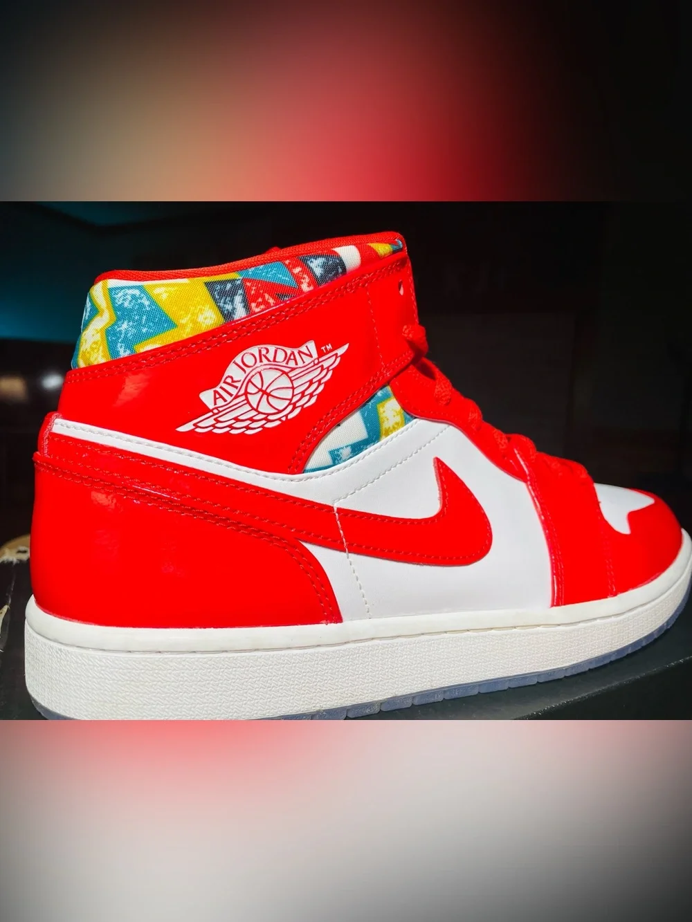 Jordan 1 Mid Barcelona Sweater Red Patent DC7294-600 11.5M
